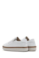 Woman White Lace-Up Leather Sneaker | Derimod