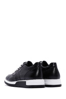 Erkek Siyah Bağcıklı Deri Casual Sneaker | Derimod