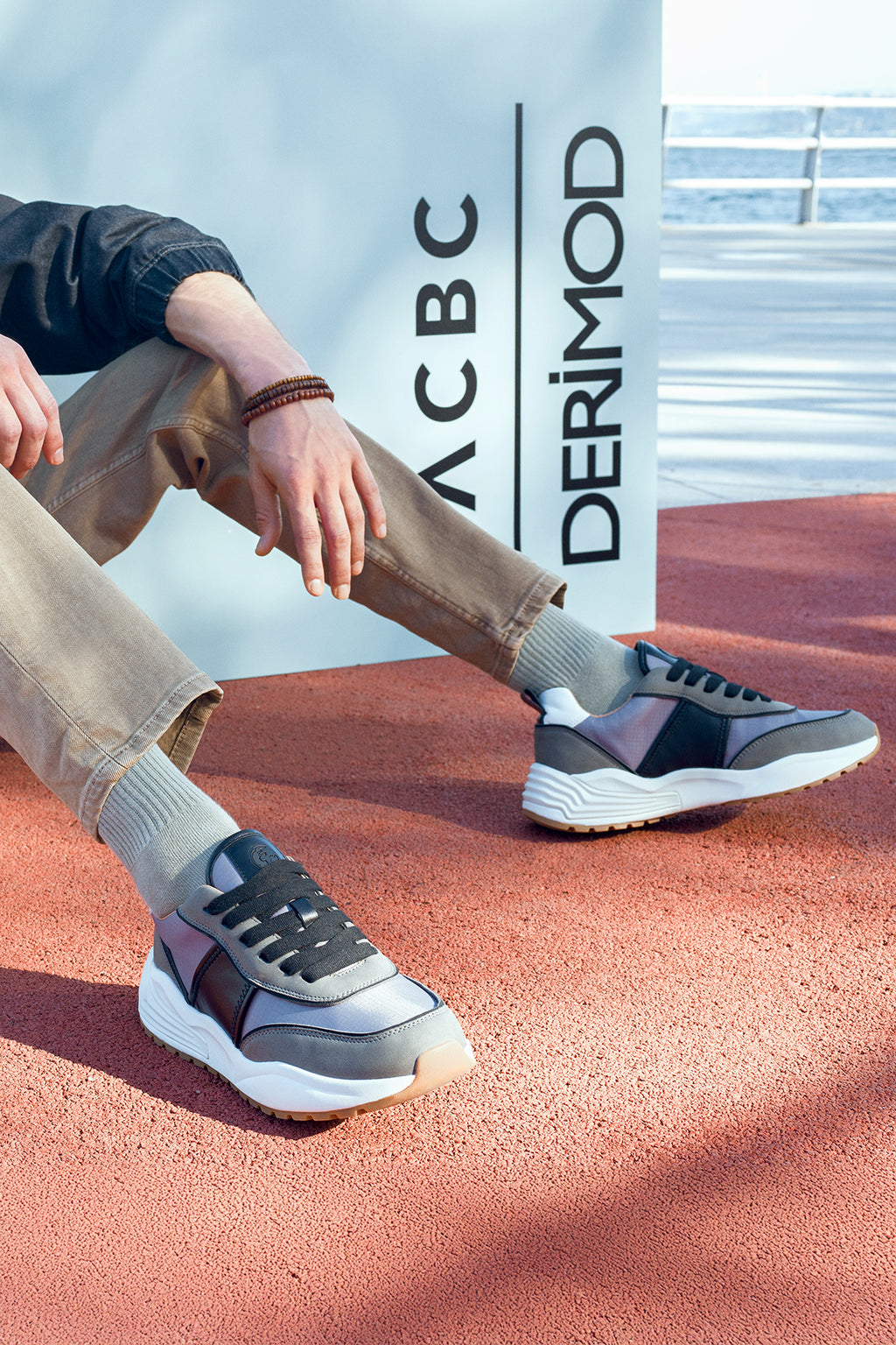 ACBC x Derimod Erkek Gri Bağcıklı Sneaker
