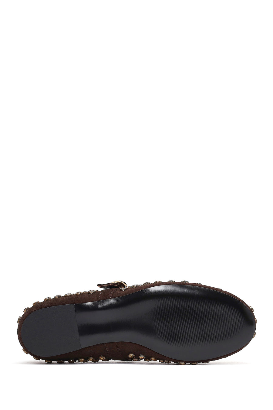 Woman Brown Stone-Embellished Leather Ballet Flat