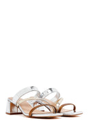 Woman Bronze Short Thick Heel Metallic Slippers | Derimod