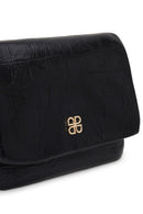 Woman Black Croc-Embossed Crossbody Bag | Derimod