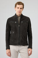 Patrick Men's Grey Suede Leather Jacket | Derimod