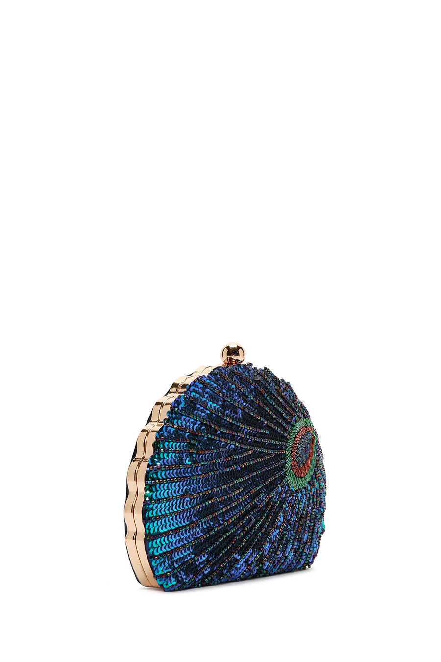 Kadın Mavi Uzun Zincir Askılı Pullu Kutu Abiye Kol Çantası