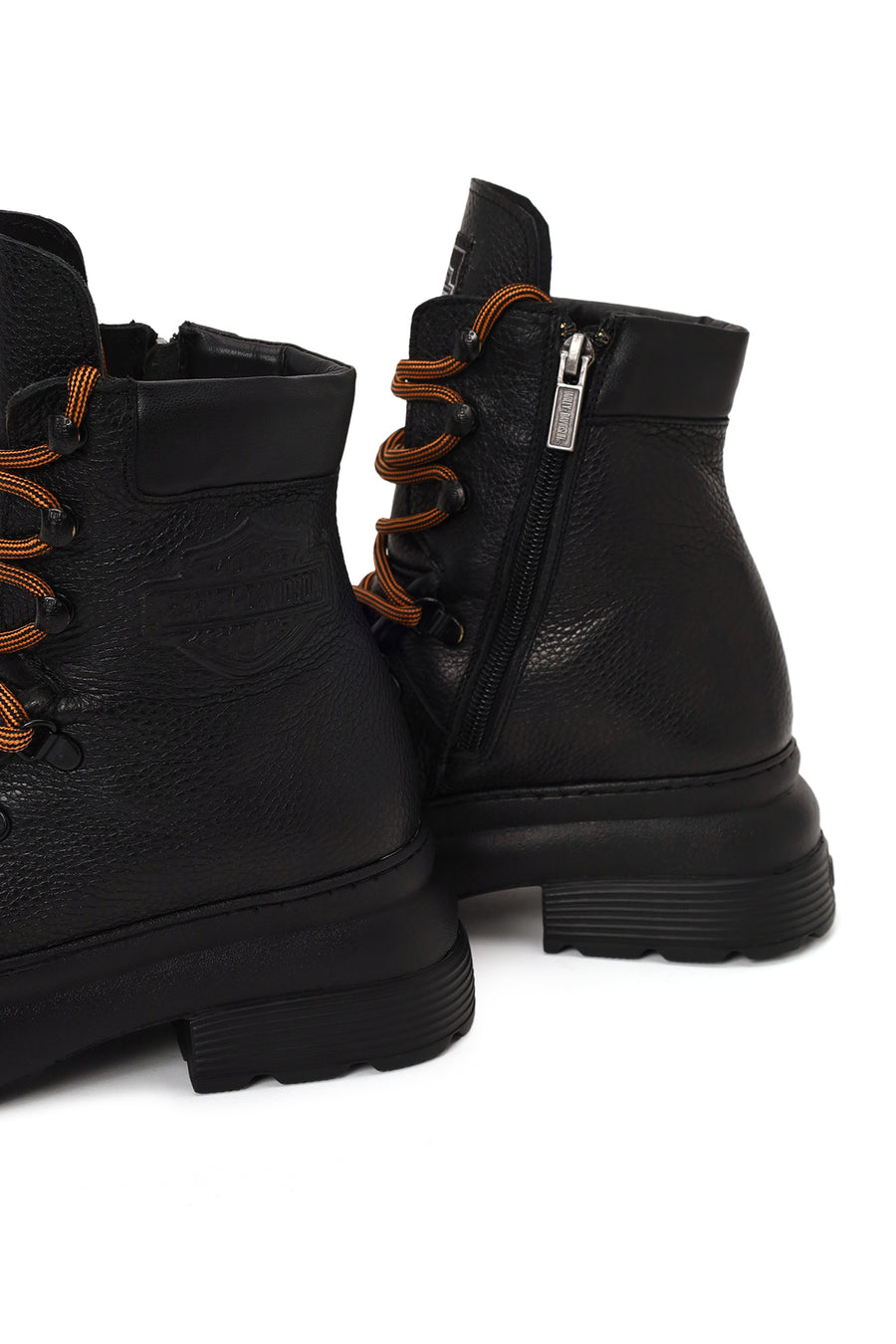 Harley Davidson Woman Black Shorbone Zip Closure Thick-Soled Leather Combat Boots