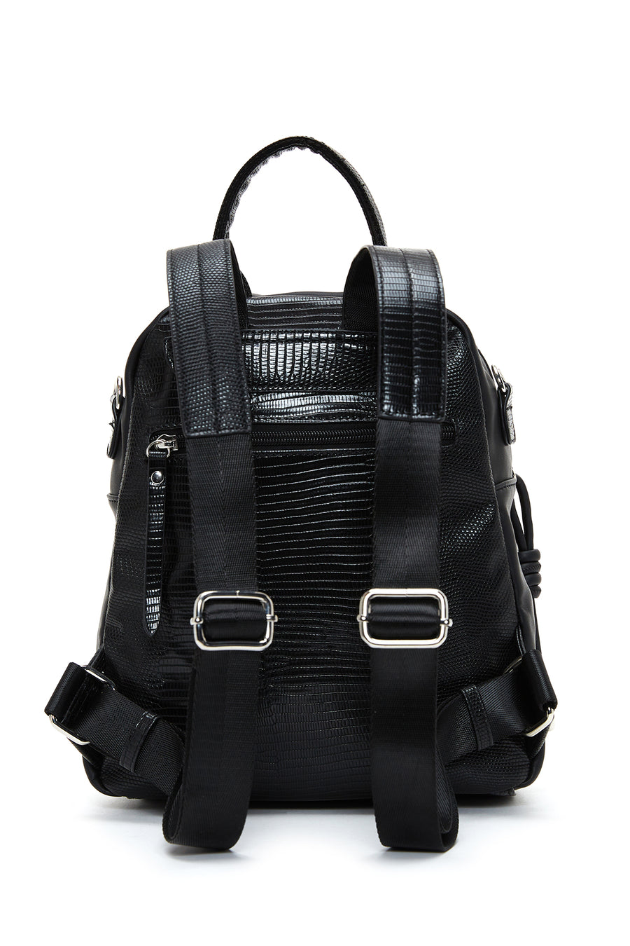 Women's Black Long Strap Backpack