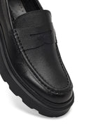 Men's Black Thick-Soled Leather Loafer | Derimod