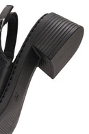 Women's Black Ankle Buckle Low Heel Leather Sandals | Derimod