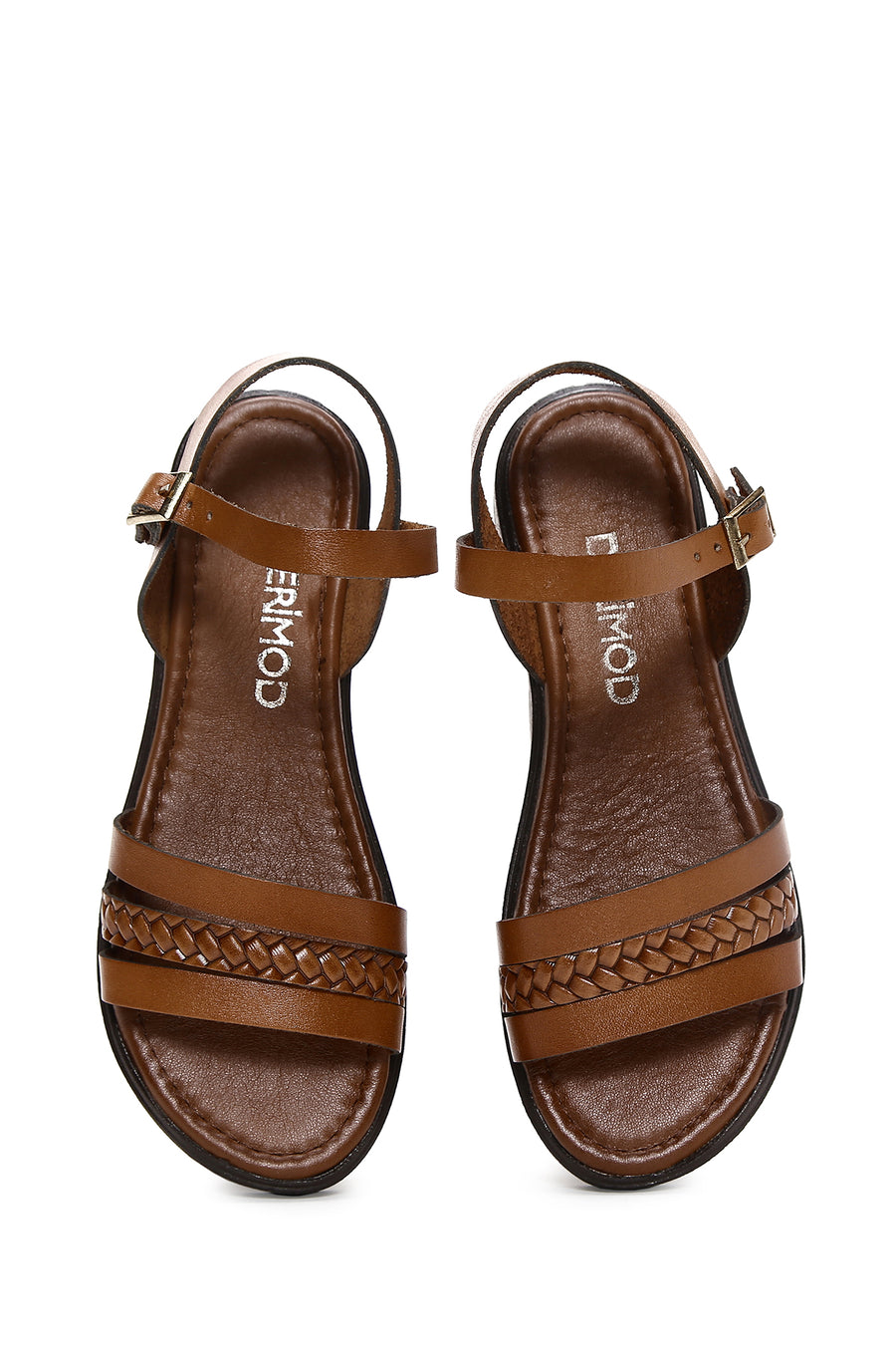 Women's Tan Ankle Strap Thick Soled Leather Bodrum Sandals