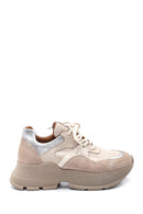 Women's Leather Suede Detail Sneaker | Derimod