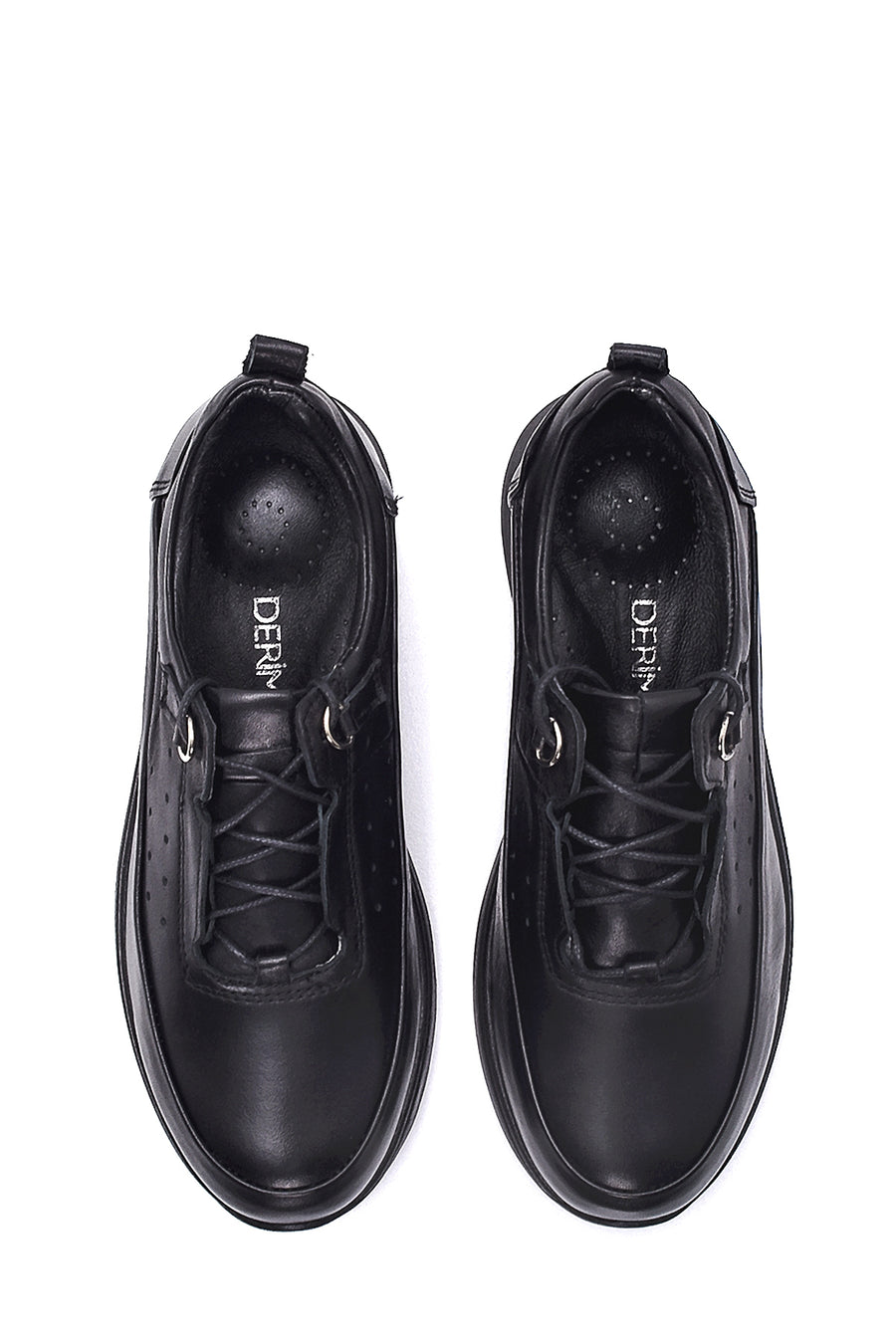 Kadın Siyah Deri Kalın Tabanlı Ayakkabı