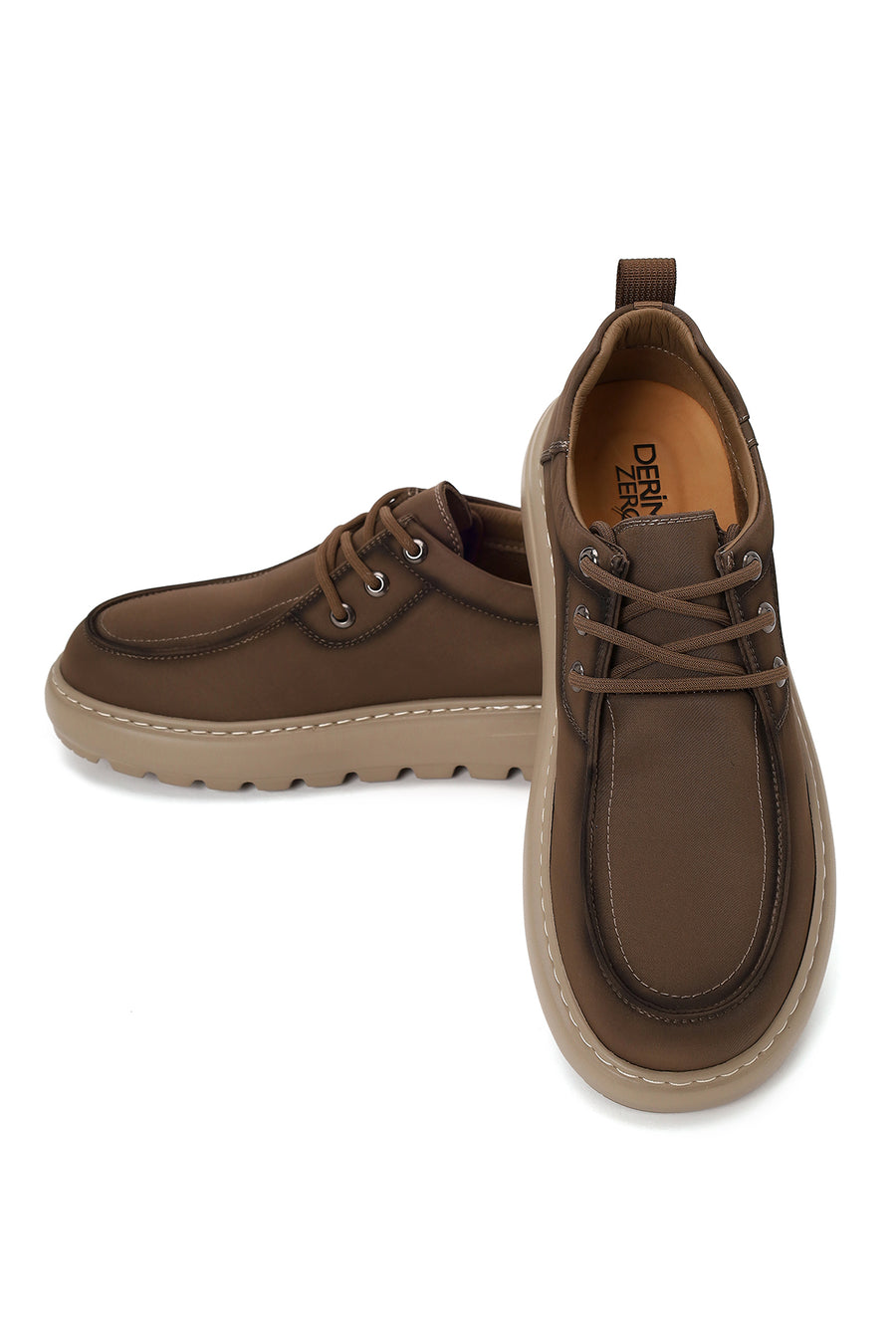 Derimod Zero Male Brown Lace-up Thick-soled Fabric Casual Shoes