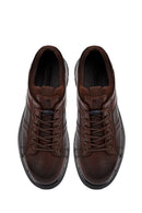 Erkek Kahverengi Bağcıklı Deri Casual Sneaker | Derimod