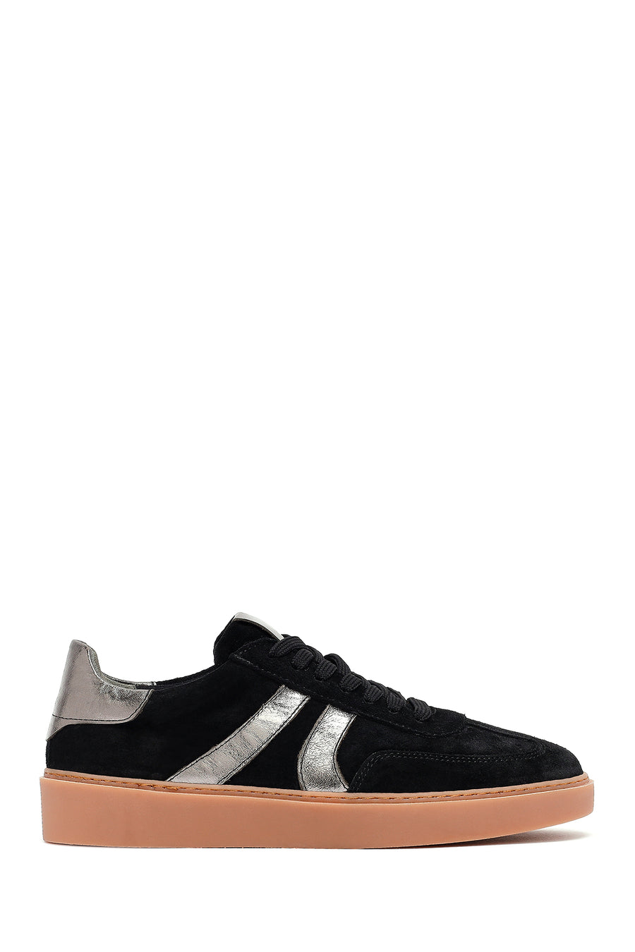 Kadın Siyah Bağcıklı Süet Deri Sneaker 25AFD370910 | Derimod