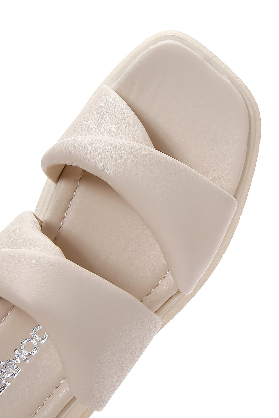 Women's Beige Leather Comfort Slippers
