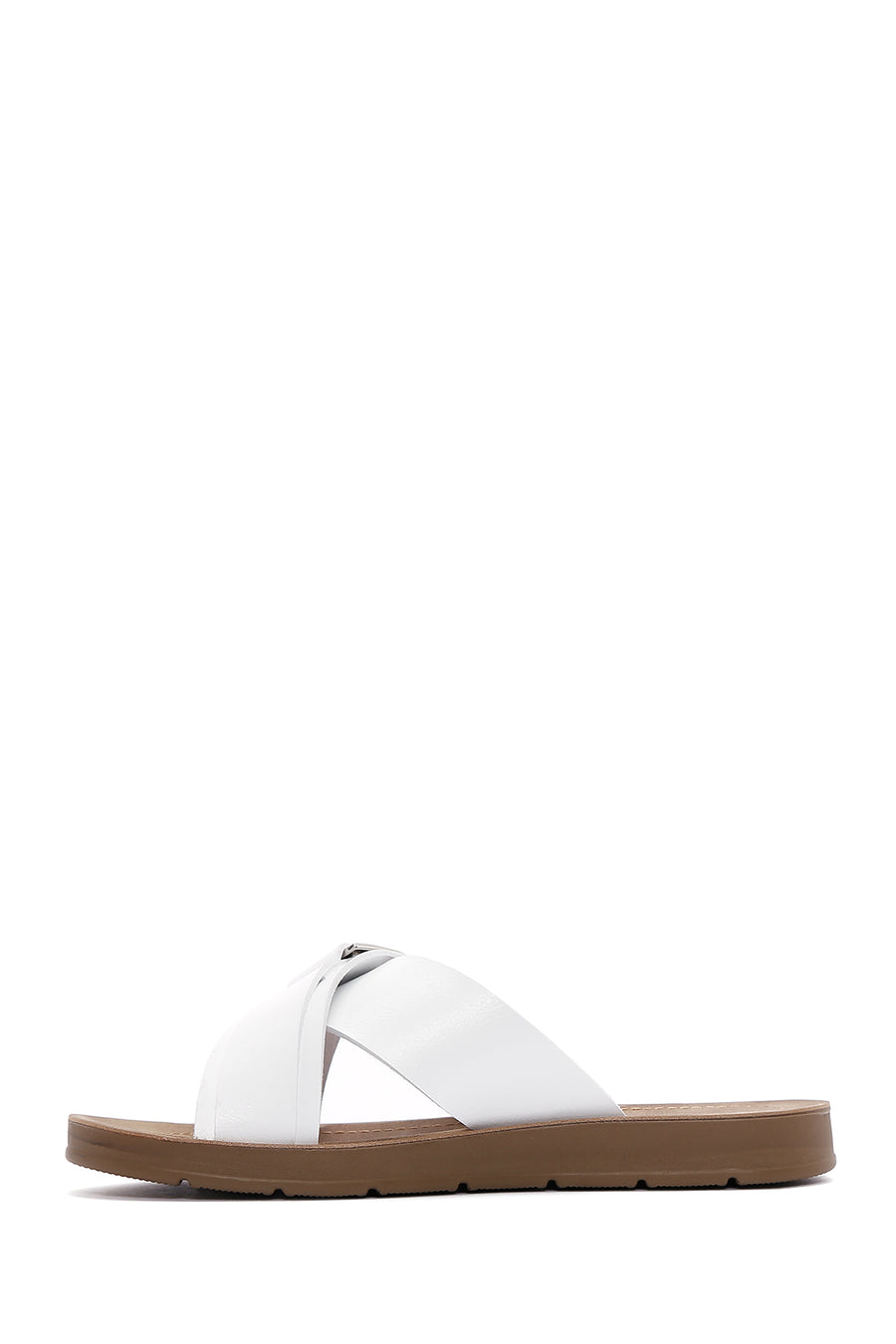 Women's White Flat Slippers