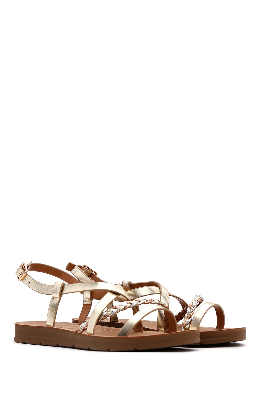 Kadın Altın Bilekten Bantlı Sandalet