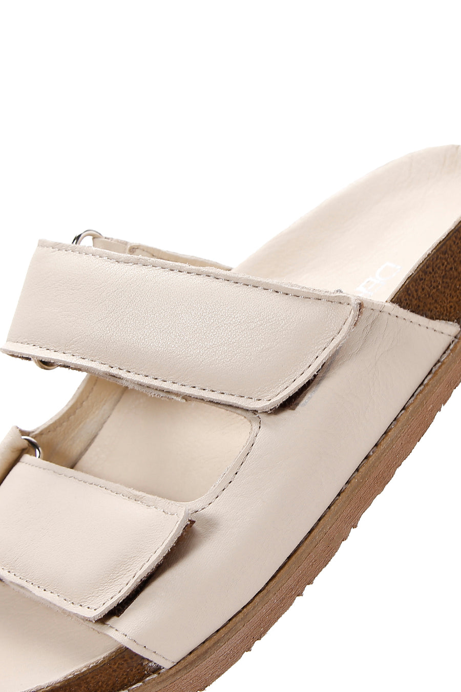 Women's Beige Leather Thick Soled Comfort Slippers