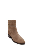 Woman Mink Zip Closure Suede Boots | Derimod