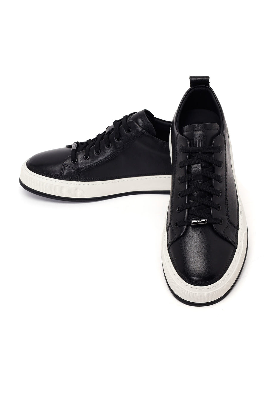 Erkek Siyah Bağcıklı Deri Sneaker