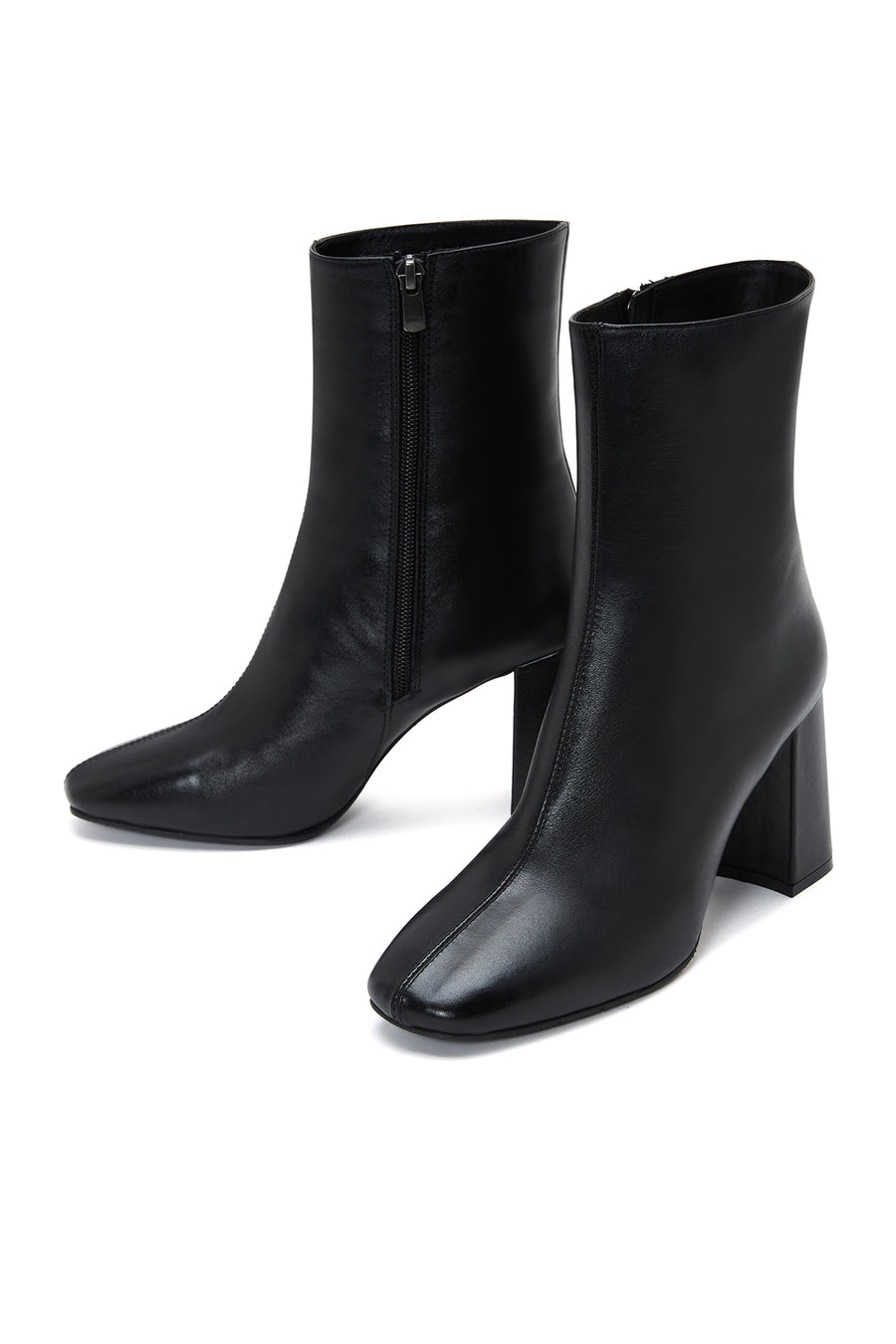 Women's Black Leather Heeled Classic Boots
