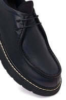 Male Black Lace-Up Thick-Soled Leather Casual Shoes | Derimod