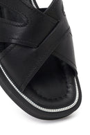 Women's Black Buckled Leather Sandals | Derimod