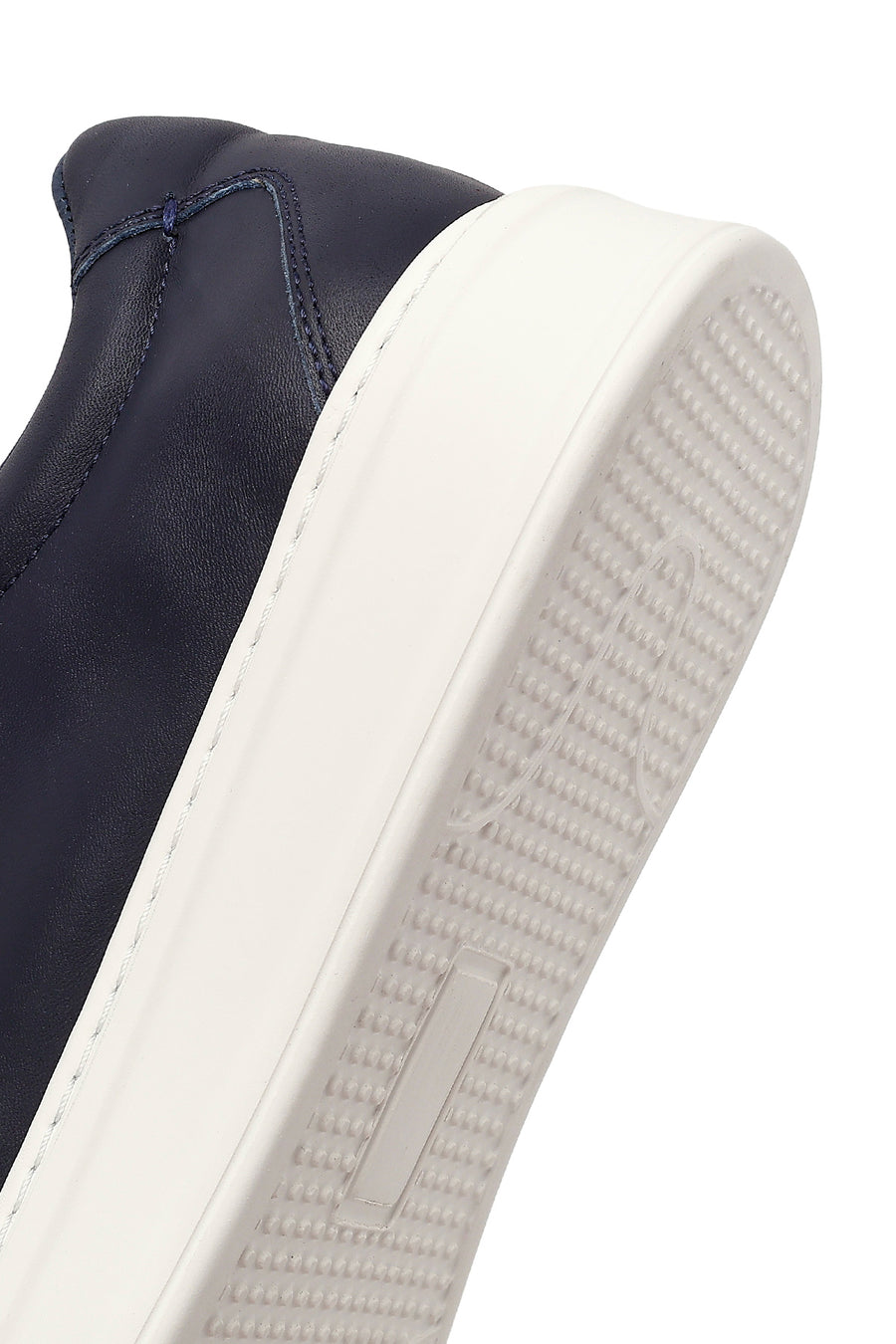 Erkek Lacivert Bağcıklı Kalın Tabanlı Deri Sneaker
