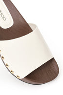 Woman Cream Thick-Soled Patent Leather Slipper | Derimod