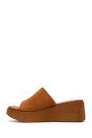 Woman Dark Dusty Pink Wedge Heel Suede Slipper | Derimod
