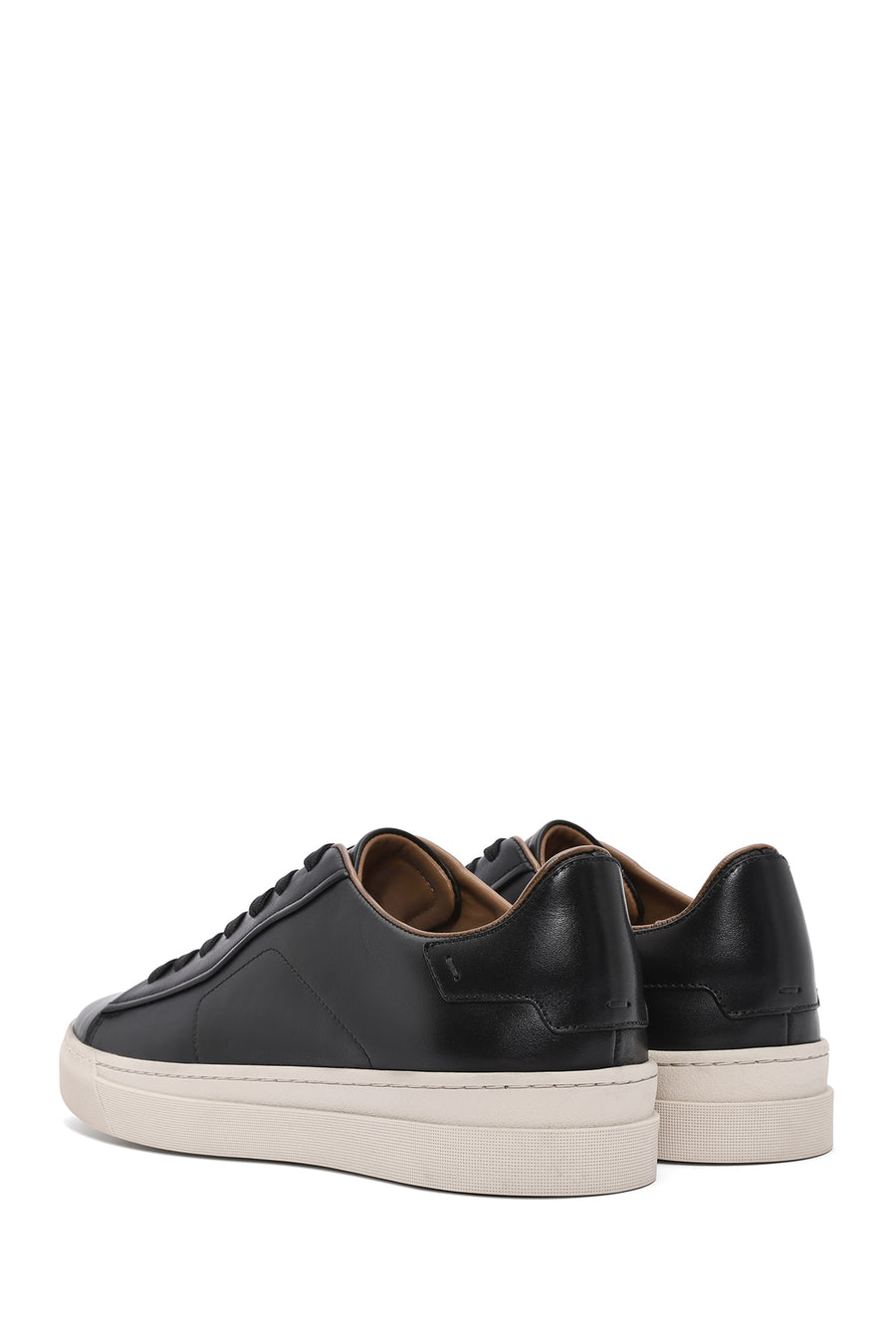 Erkek Siyah Bağcıklı Deri Sneaker