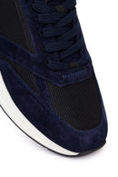 Erkek Lacivert Bağcıklı Deri Casual Sneaker | Derimod
