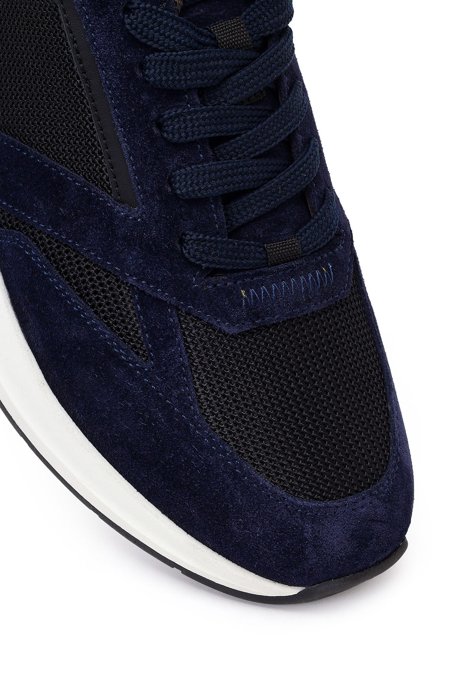 Erkek Lacivert Bağcıklı Deri Casual Sneaker