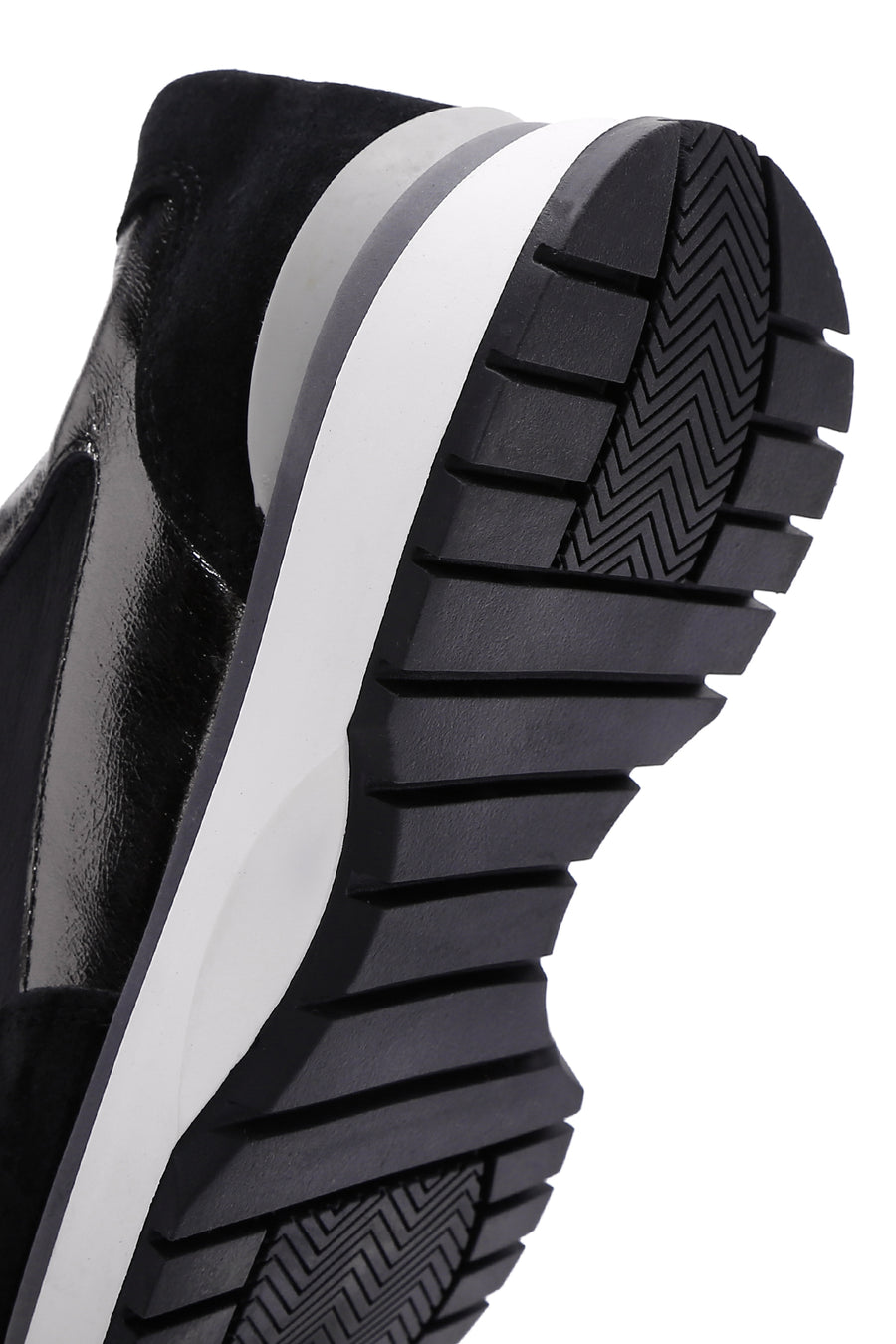 Kadın Siyah Deri Süet Detaylı Sneaker