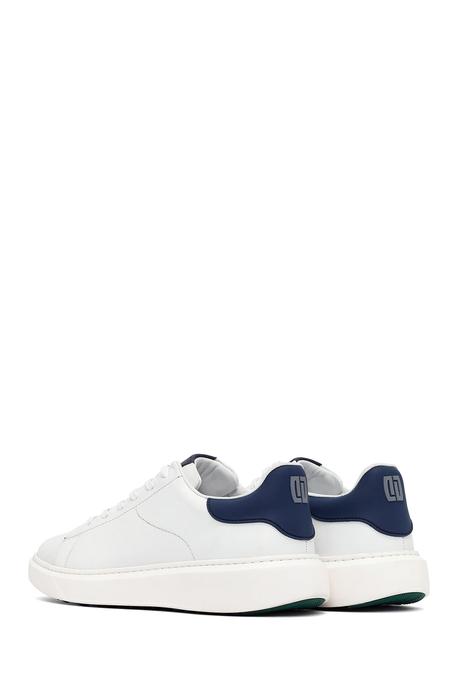 Erkek Beyaz Bağcıklı Kalın Tabanlı Deri Sneaker
