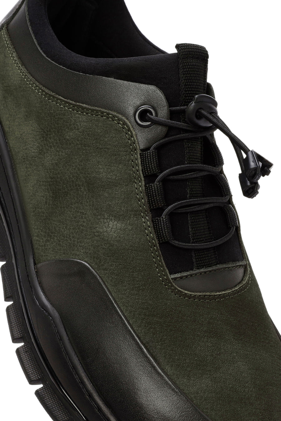 Men's Green Lace-Up Nubuck Leather Casual Sneaker