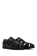 Derimod Black Male Black Leather Buckled Summery / Summer Shoes | Derimod