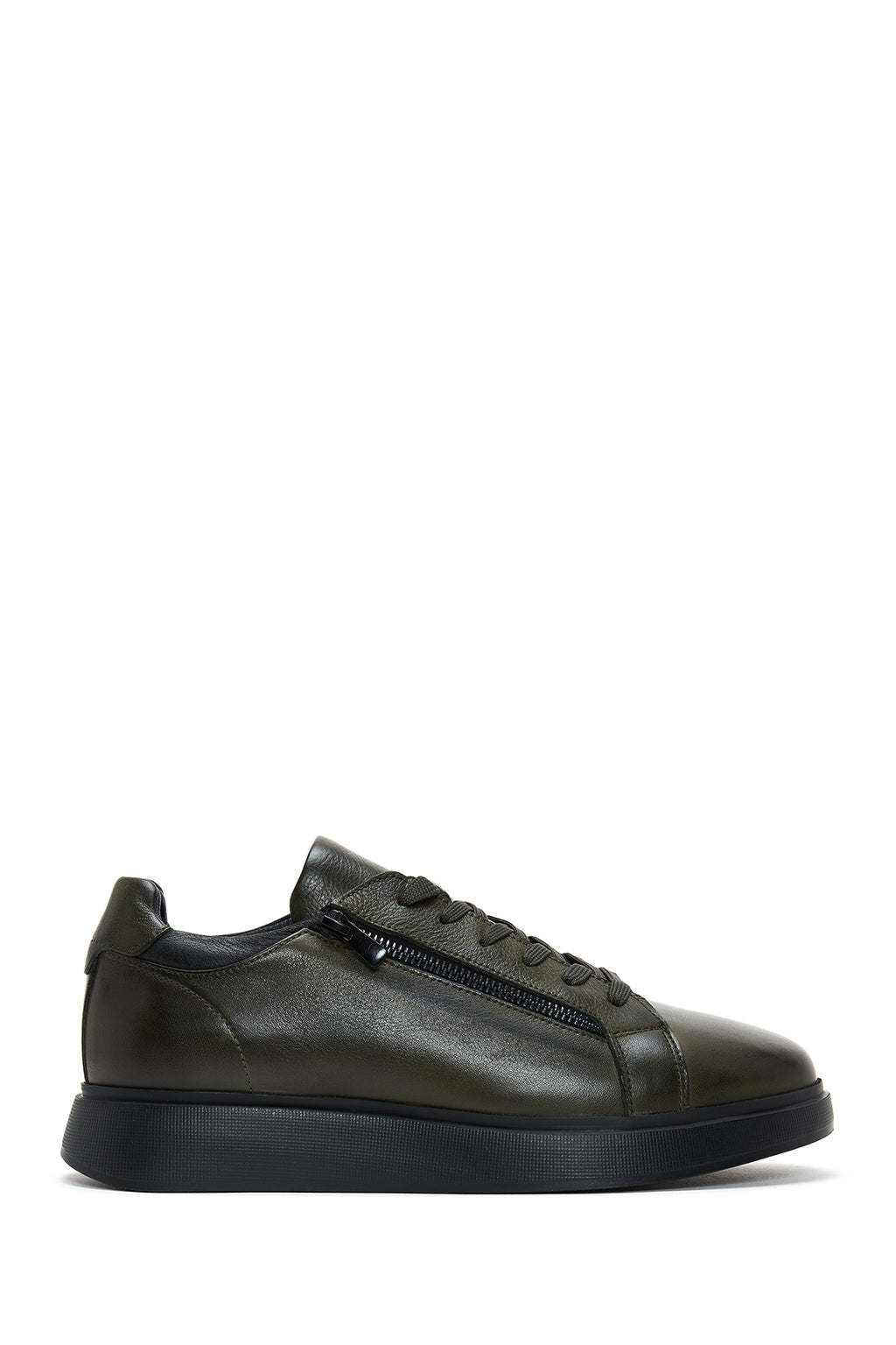 Erkek Haki Deri Sneaker