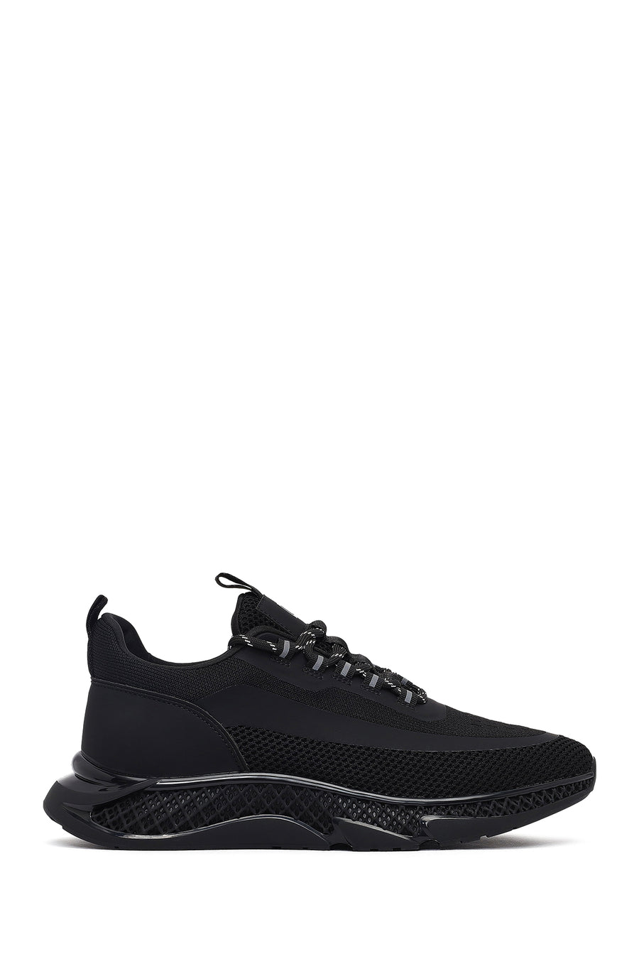 Derimod Zero Erkek Siyah Kalın Tabanlı Bağcıklı Kumaş Sneaker WM68002155 | Derimod