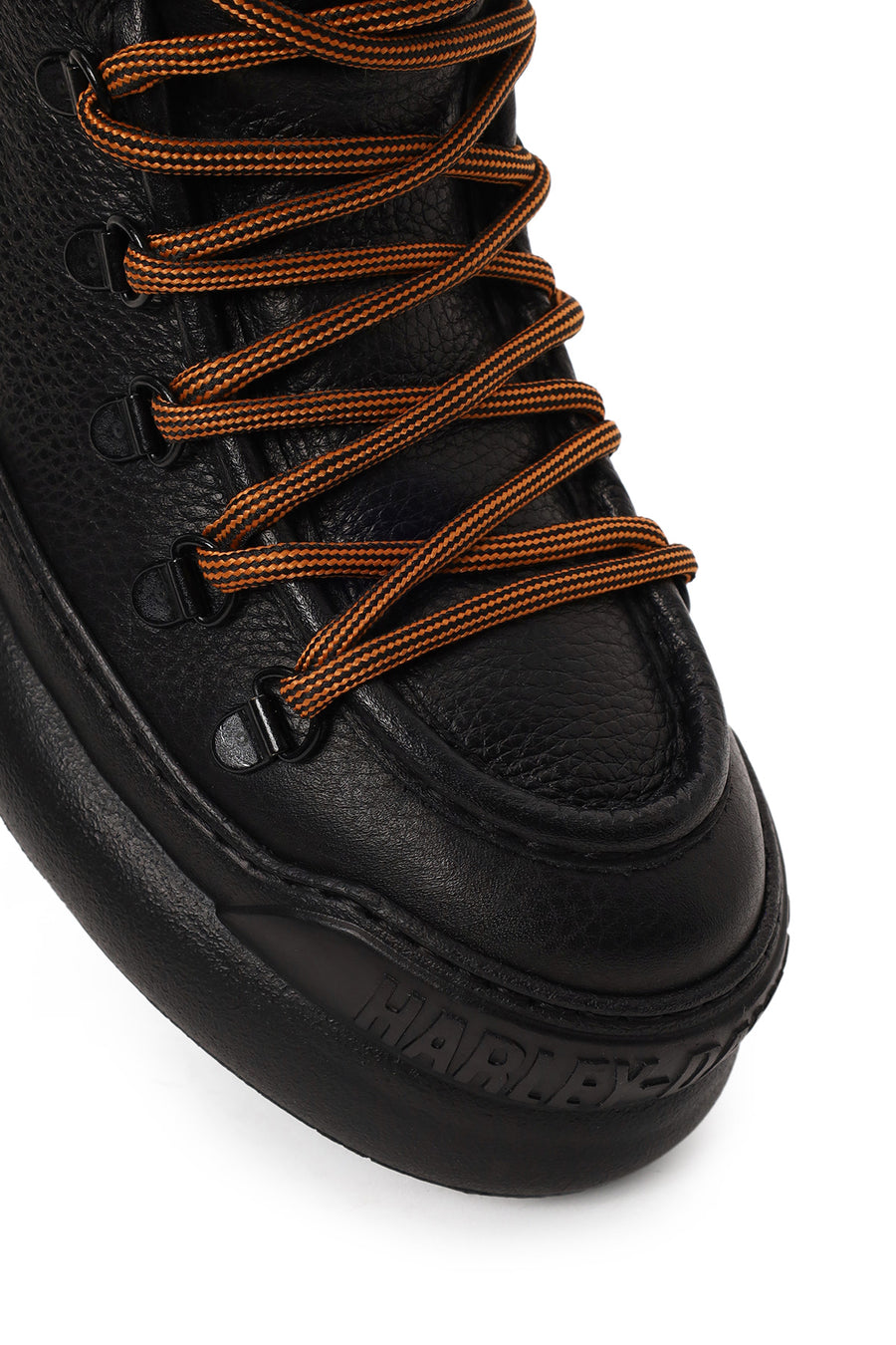 Harley Davidson Woman Black Shorbone Zip Closure Thick-Soled Leather Combat Boots