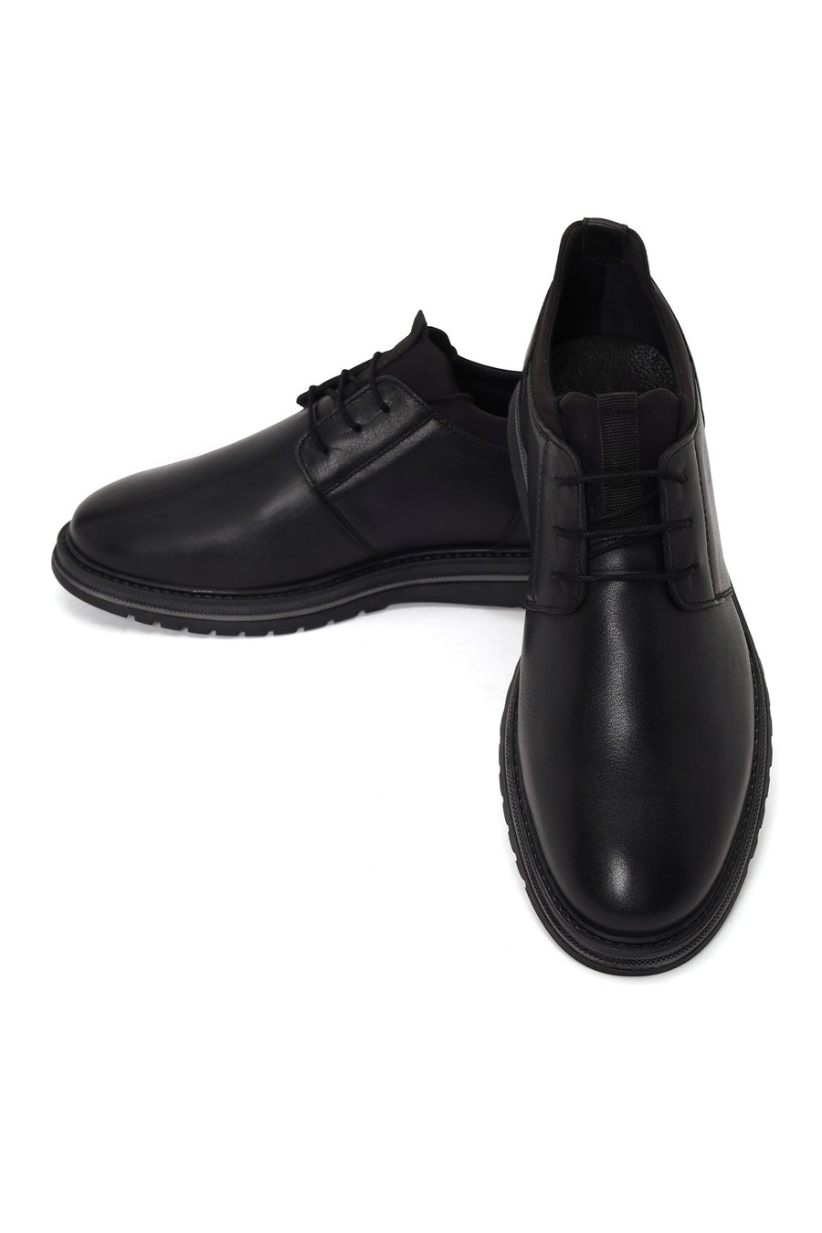 Male Black Lace-Up Leather Casual Shoes