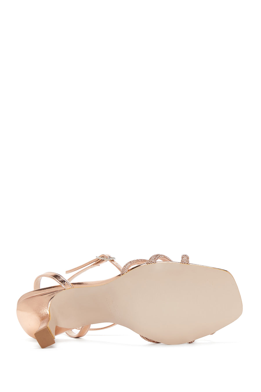 Women's Gold Ankle Buckle Stoned Thin Heel Sandals