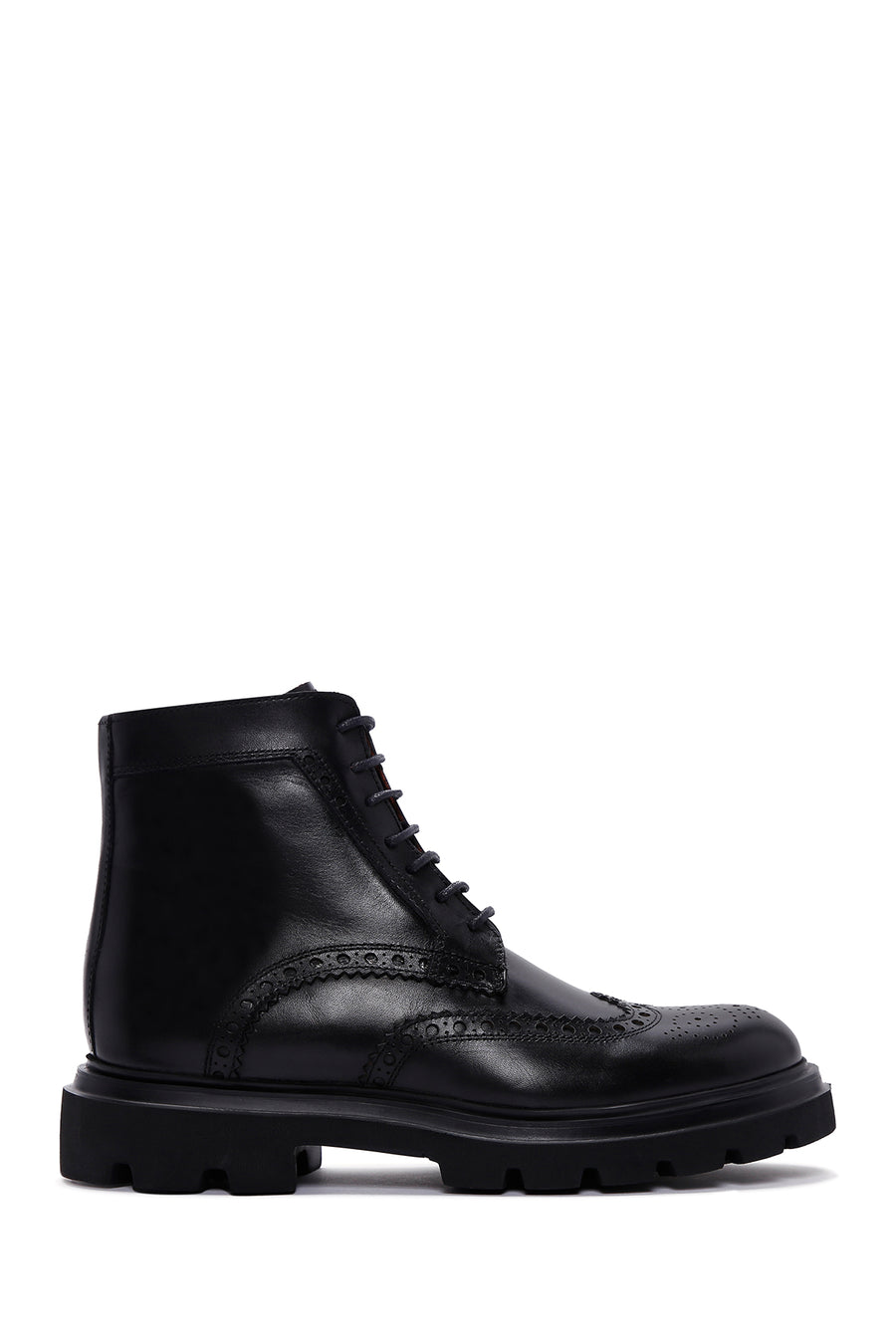Men's Black Leather Zippered Boots 23WFD640918 | Derimod