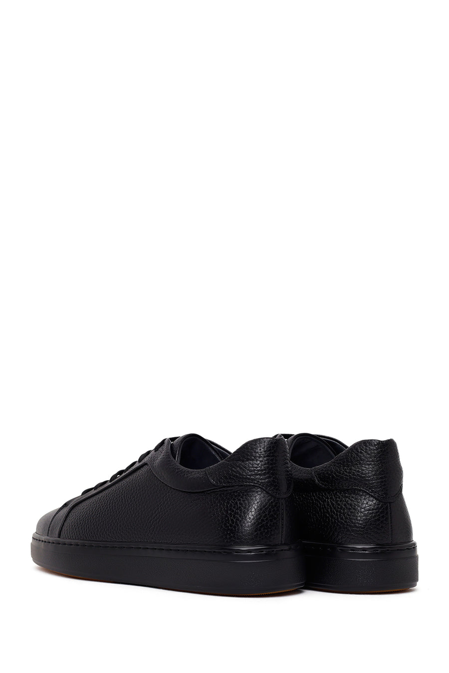 Erkek Siyah Bağcıklı Deri Sneaker