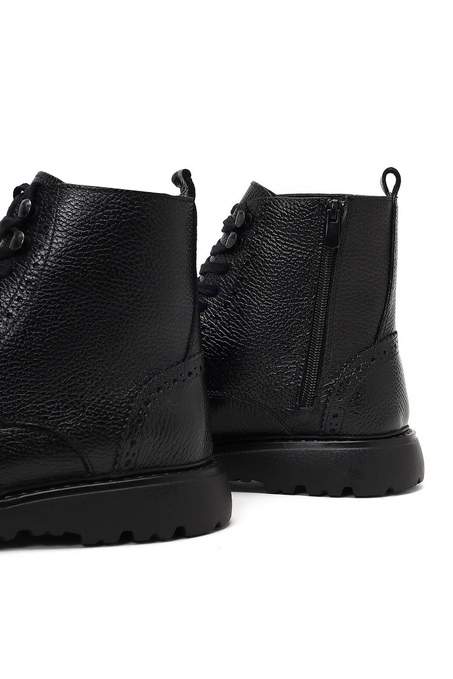Men's Black Zippered Leather Boots