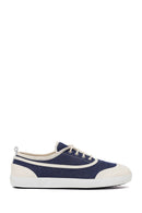 Woman Blue Lace-Up Jean Leather Sneaker | Derimod