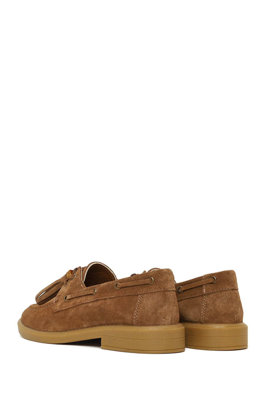 Women's Tan Tassel Suede Leather Loafer