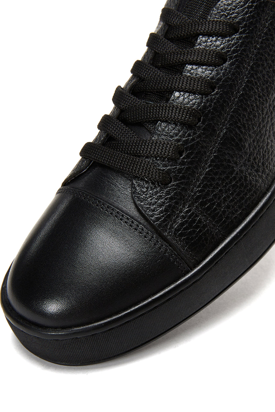 Erkek Siyah Bağcıklı Deri Sneaker