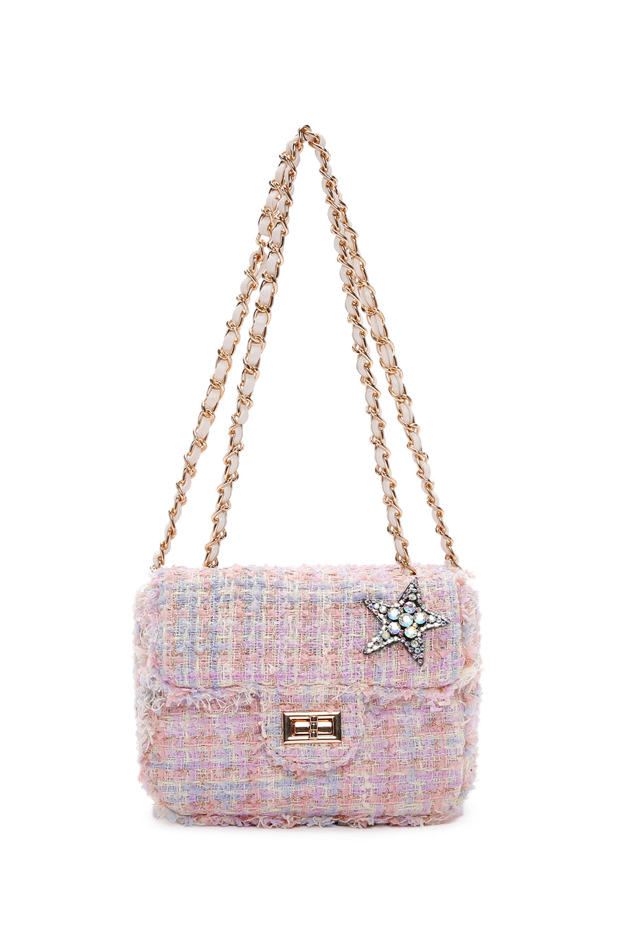 Women's Pink Long Strap Shoulder Bag with Accessories