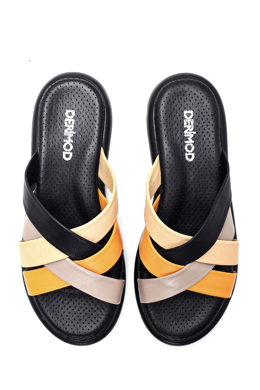 Women's Multicolored Leather Comfort Slippers